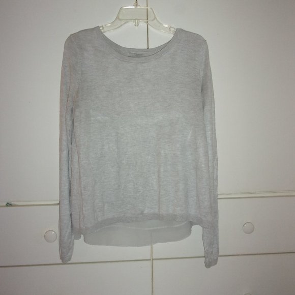 H&M Gray Knit Chiffon Lining Open Back Top - Picture 1 of 2